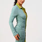 Two-Tone Ruched Button-Up Mini Dress