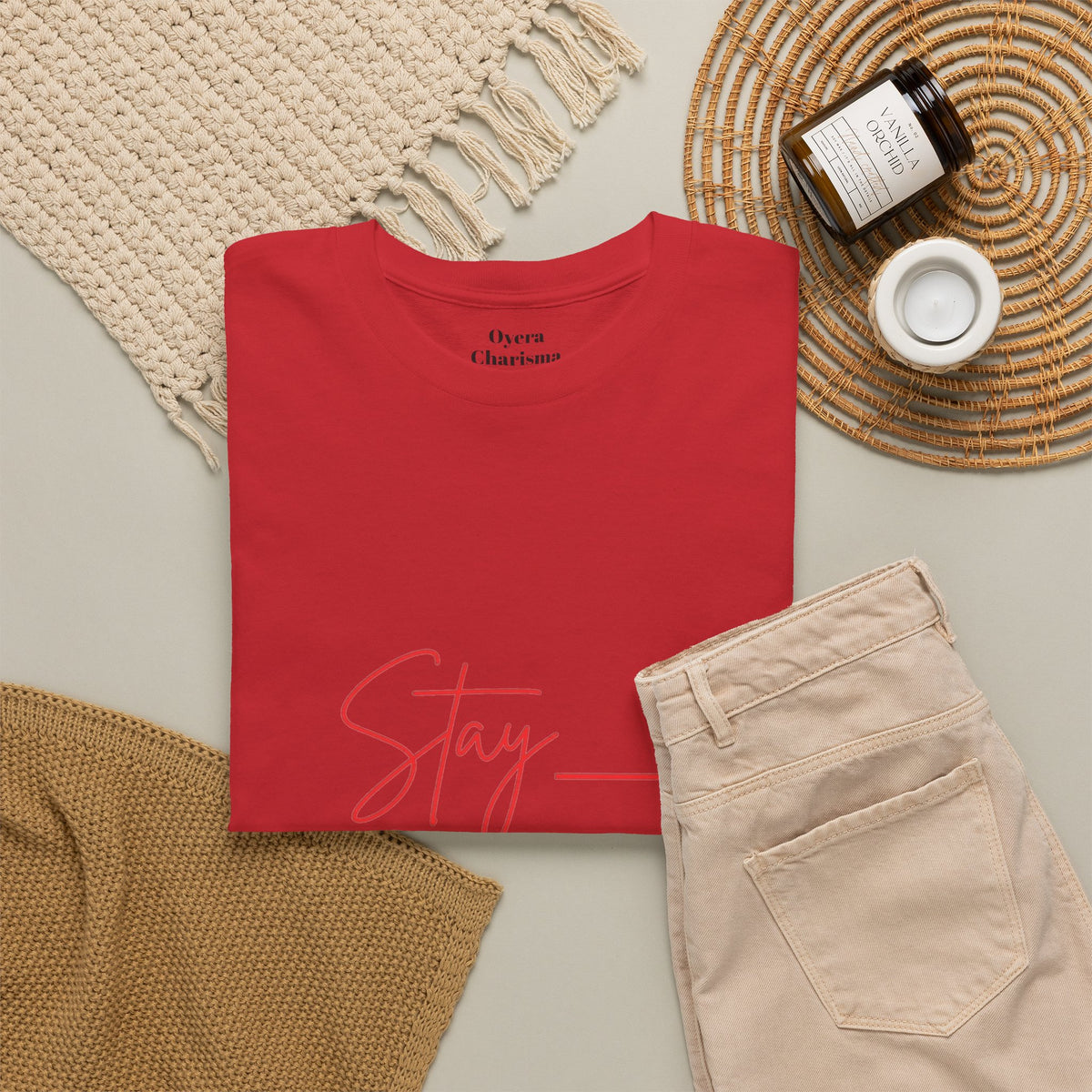 Stay the Topic T-Shirt — Minimalist Script & Bold Text Tee