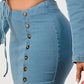 Denim Lace-Up Halter Two-Piece Set