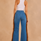 Harley Wide Leg Fringe Jean in Medium Wash