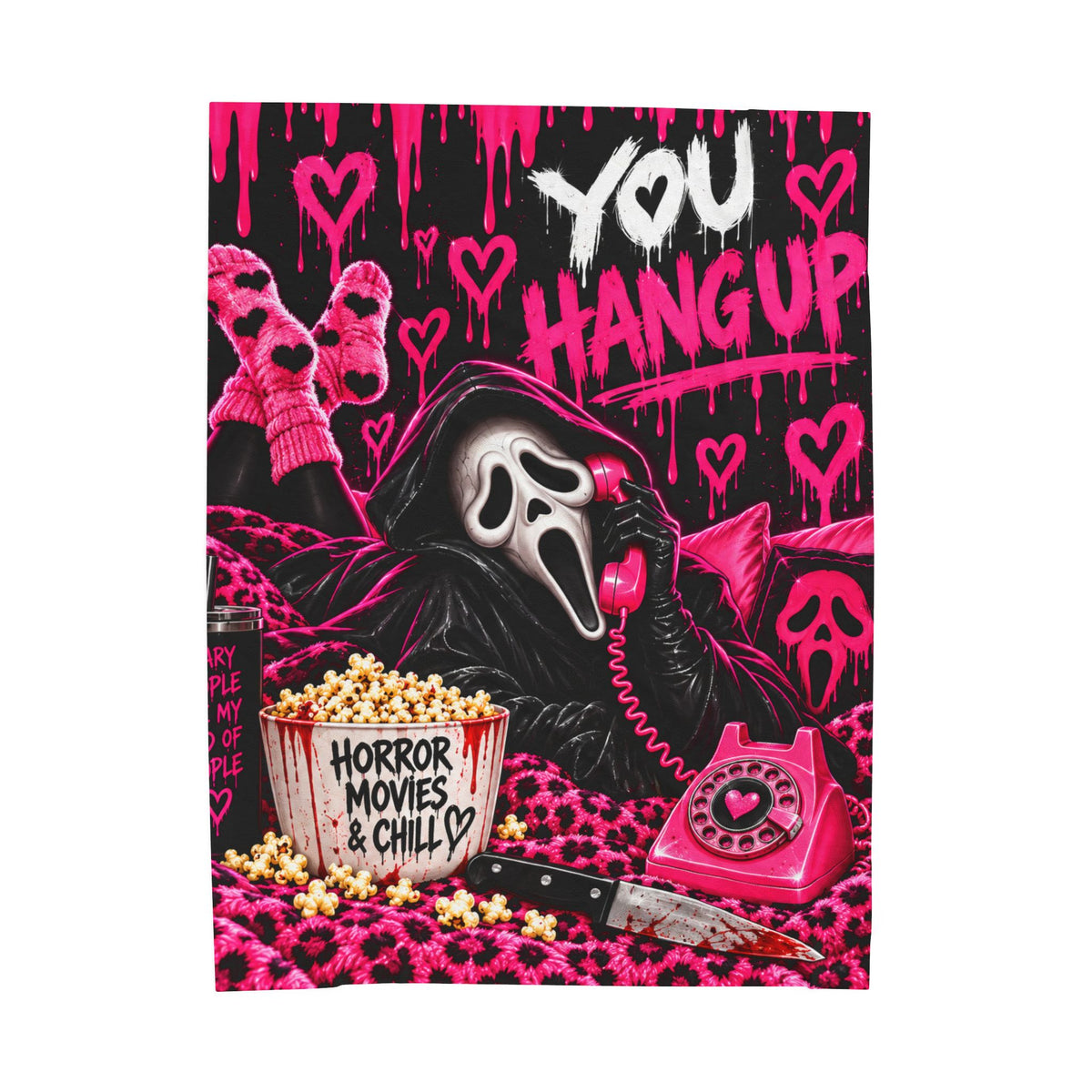 You Hang Up Horror Movie & Chill Velveteen Plush Blanket
