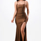 Back lace up mermaid dress with waist shirring