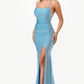 Back lace up mermaid dress with waist shirring