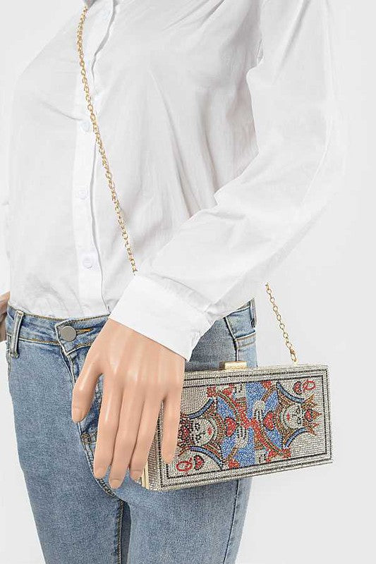 QUEEN Rhinestone Box Clutch