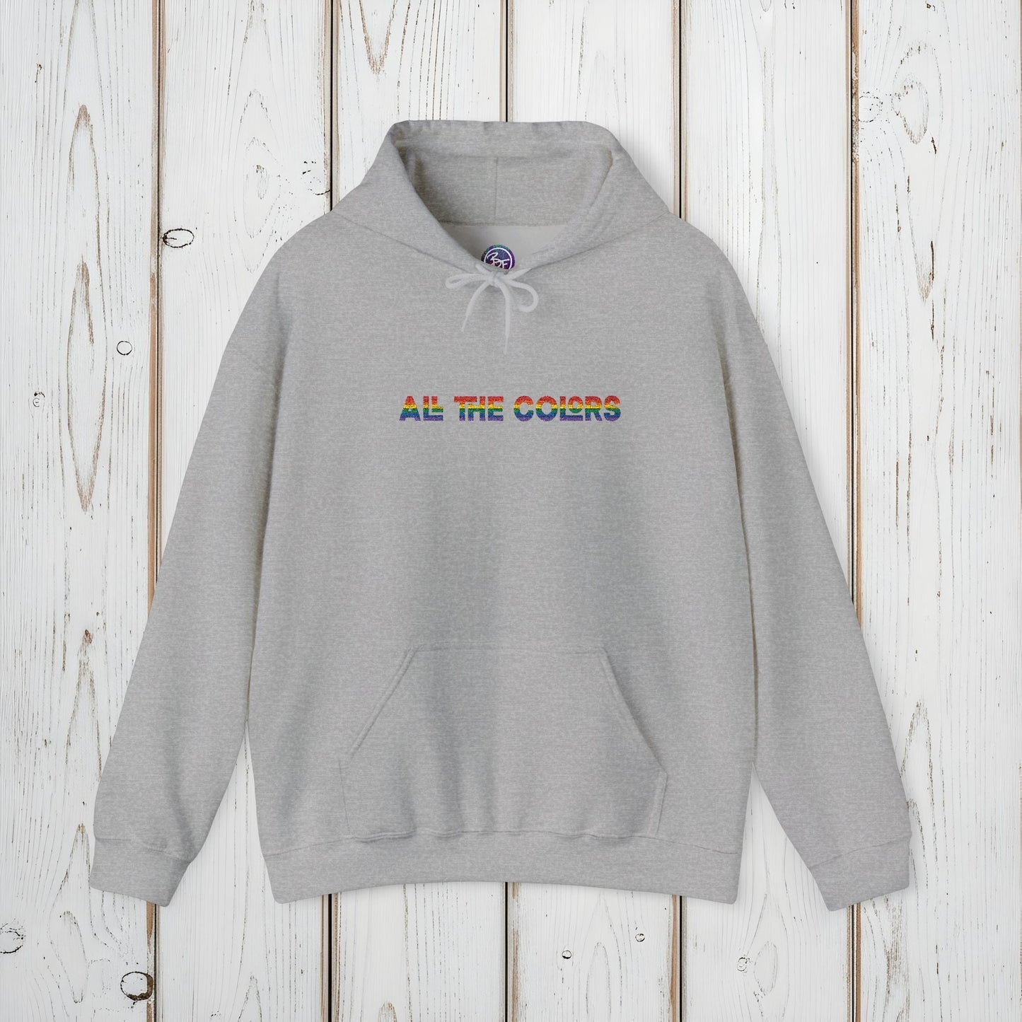 "All the Colors" Rainbow Embroidered Unisex Heavy Blend™ Hooded Sweatshirt