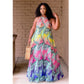 Multi Color Backless Swing Maxi Dress