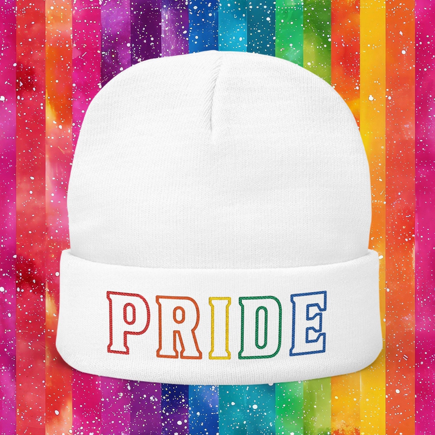 Rainbow LGBTQ+ Pride Embroidered Knit Beanie