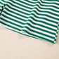 Green Stripe Boxy Tee Drawstring Elastic Waist Short Set