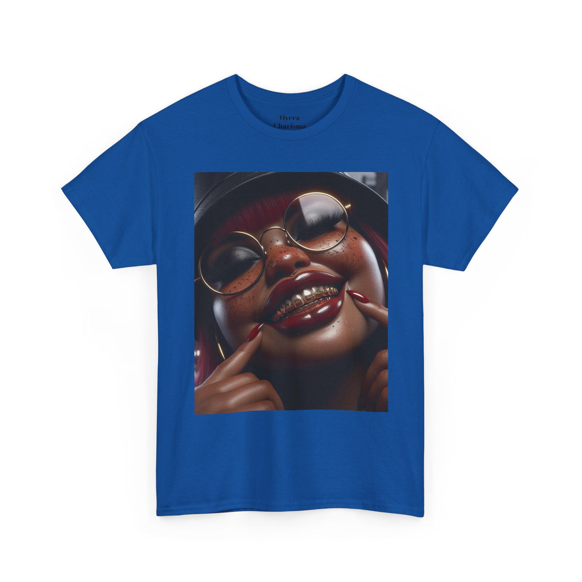 Smiling Afro Woman Graphic Tee — Bold Urban Portrait T-Shirt