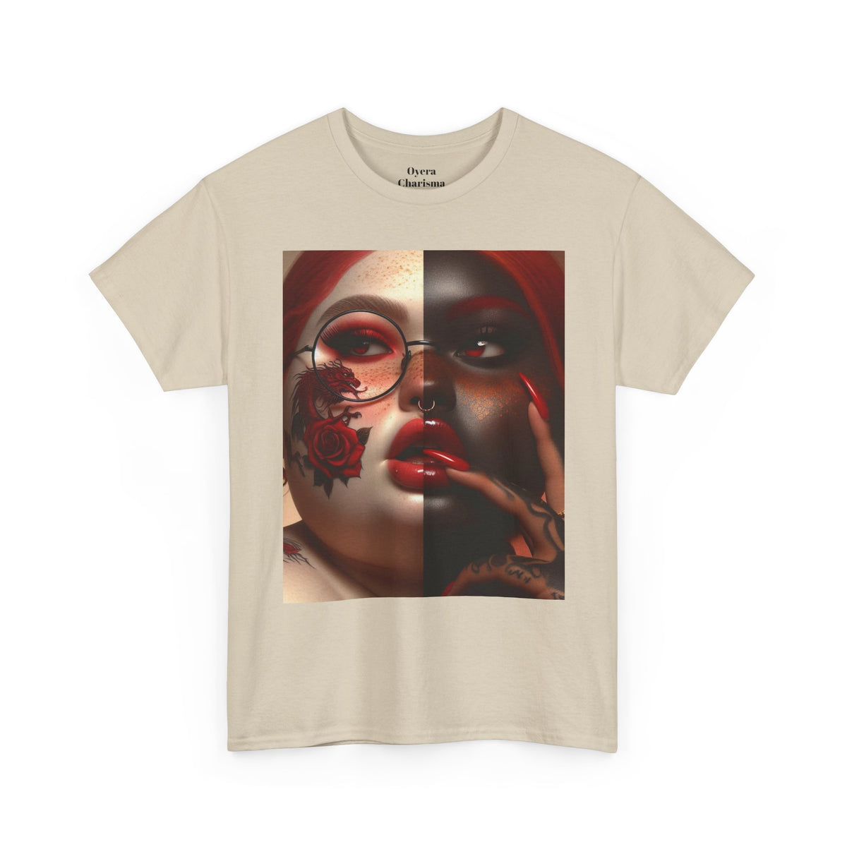 Graphic Tee — Dual-Faced Gothic Rose Portrait
