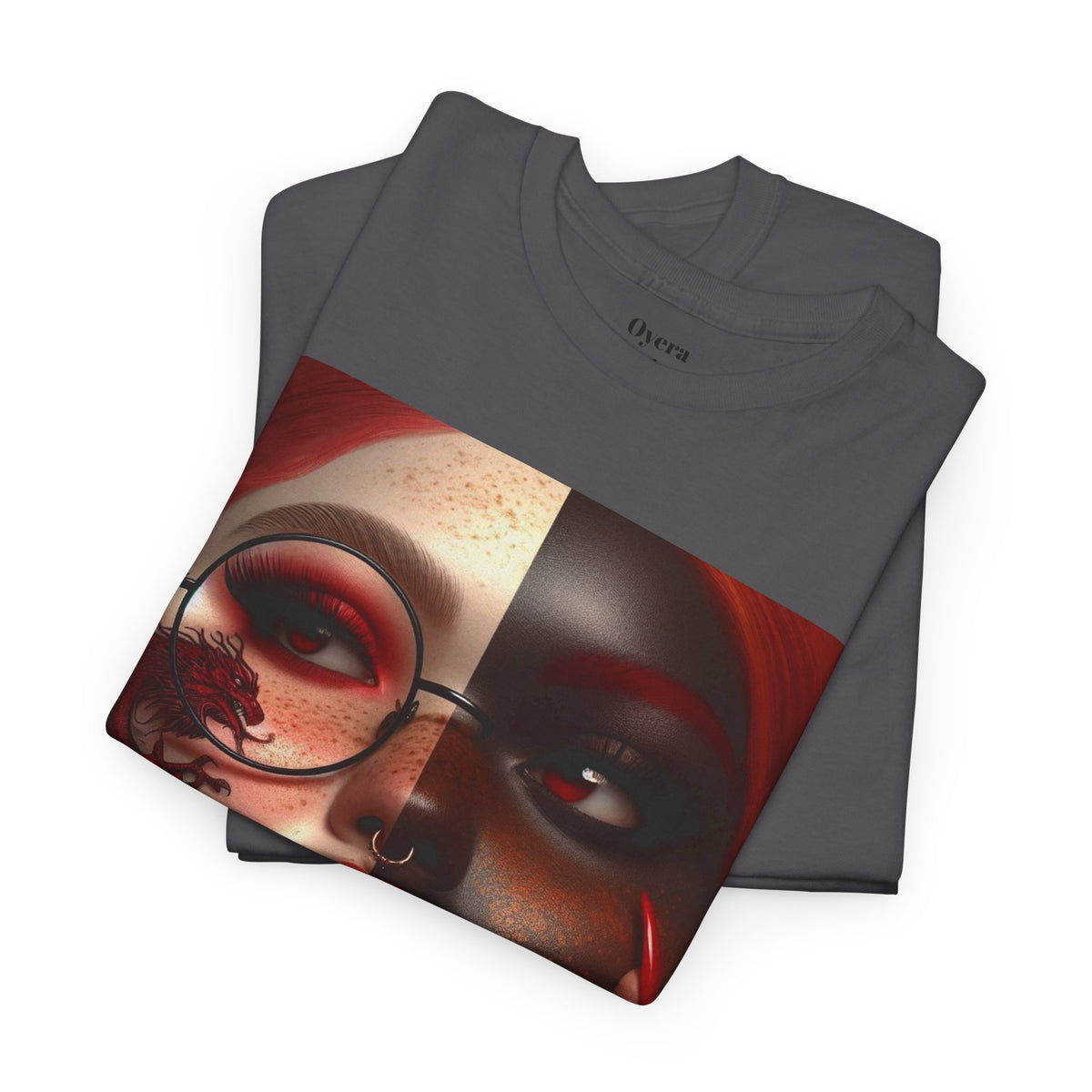 Graphic Tee — Dual-Faced Gothic Rose Portrait