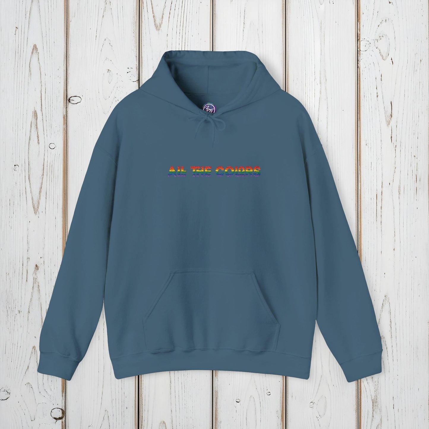 "All the Colors" Rainbow Embroidered Unisex Heavy Blend™ Hooded Sweatshirt