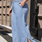 Beau Blue Casual Wide Slit Leg High Waist Loose Jeans