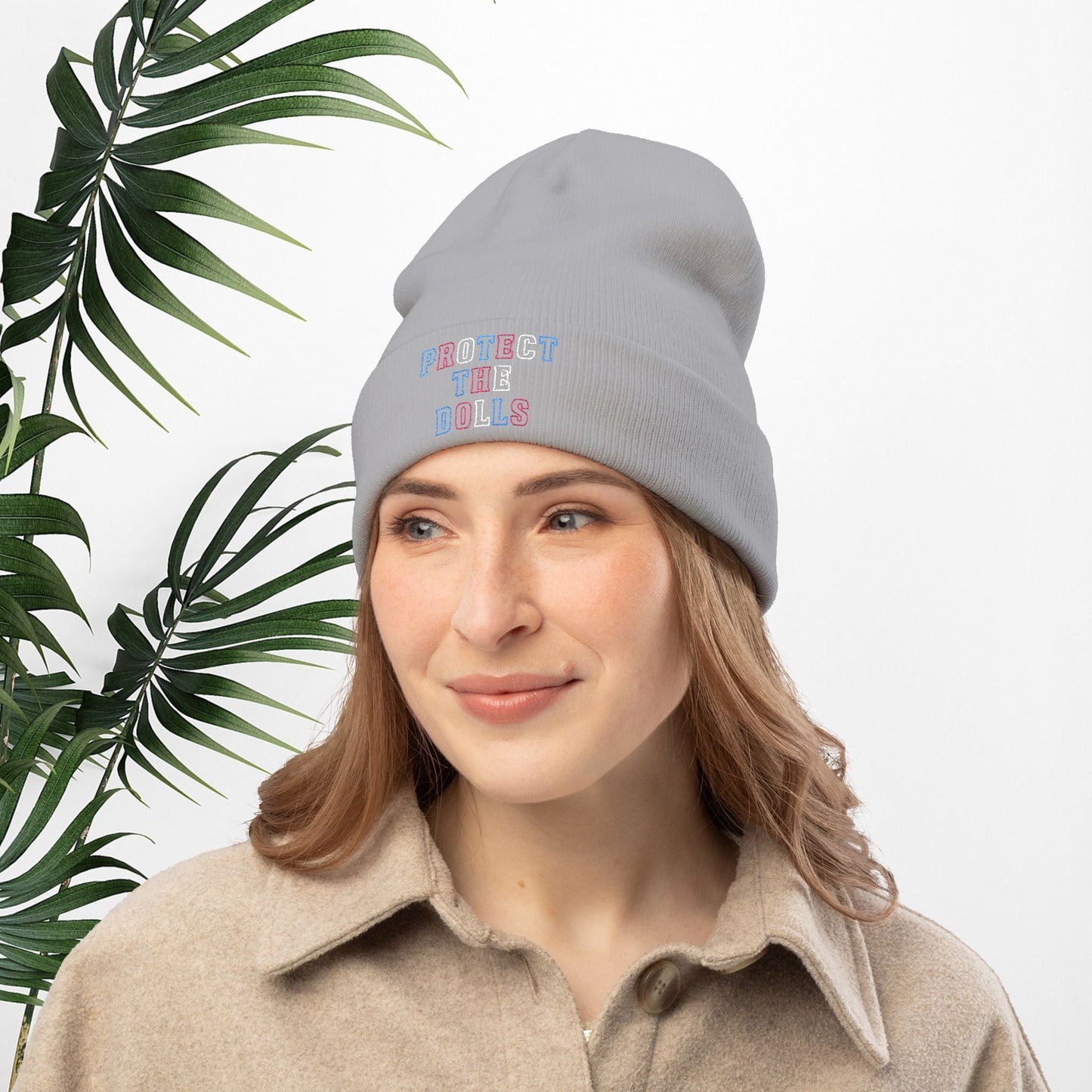 Protect the Dolls LGBTQ+ Pride Trans Support Embroidered Knit Beanie