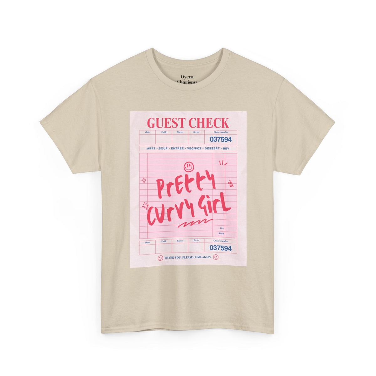 Pretty Curvy Girl Tee — Pink Guest Check Graphic Shirt