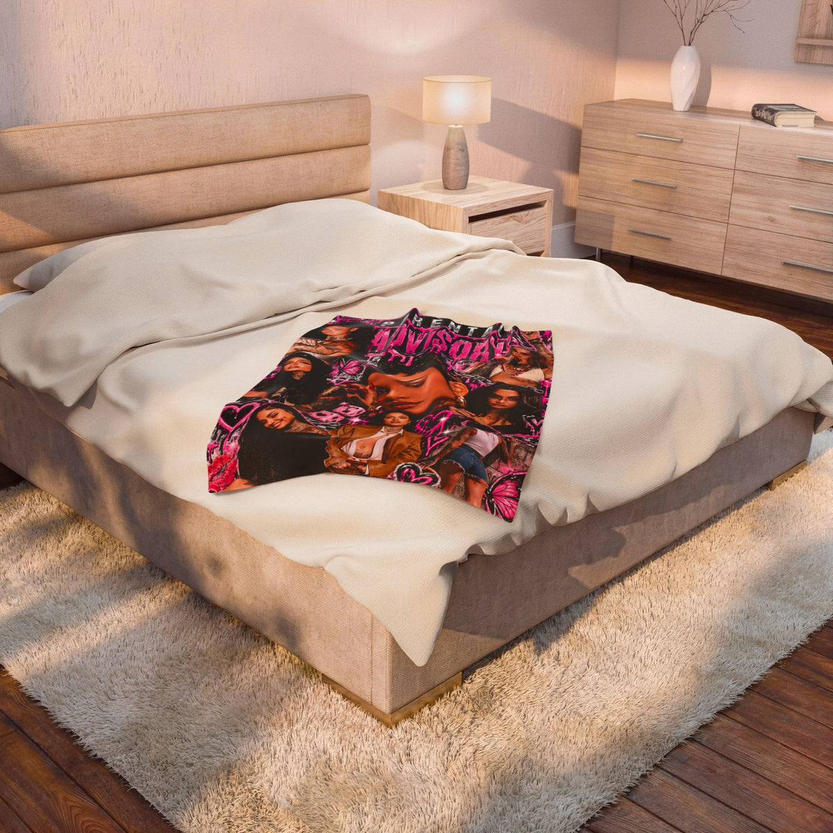 Parental Advisory Pink Pop Collage Velveteen Plush Blanket