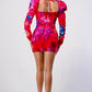 Athina red puff shoulder long sleeve mini dress