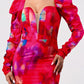 Athina red puff shoulder long sleeve mini dress