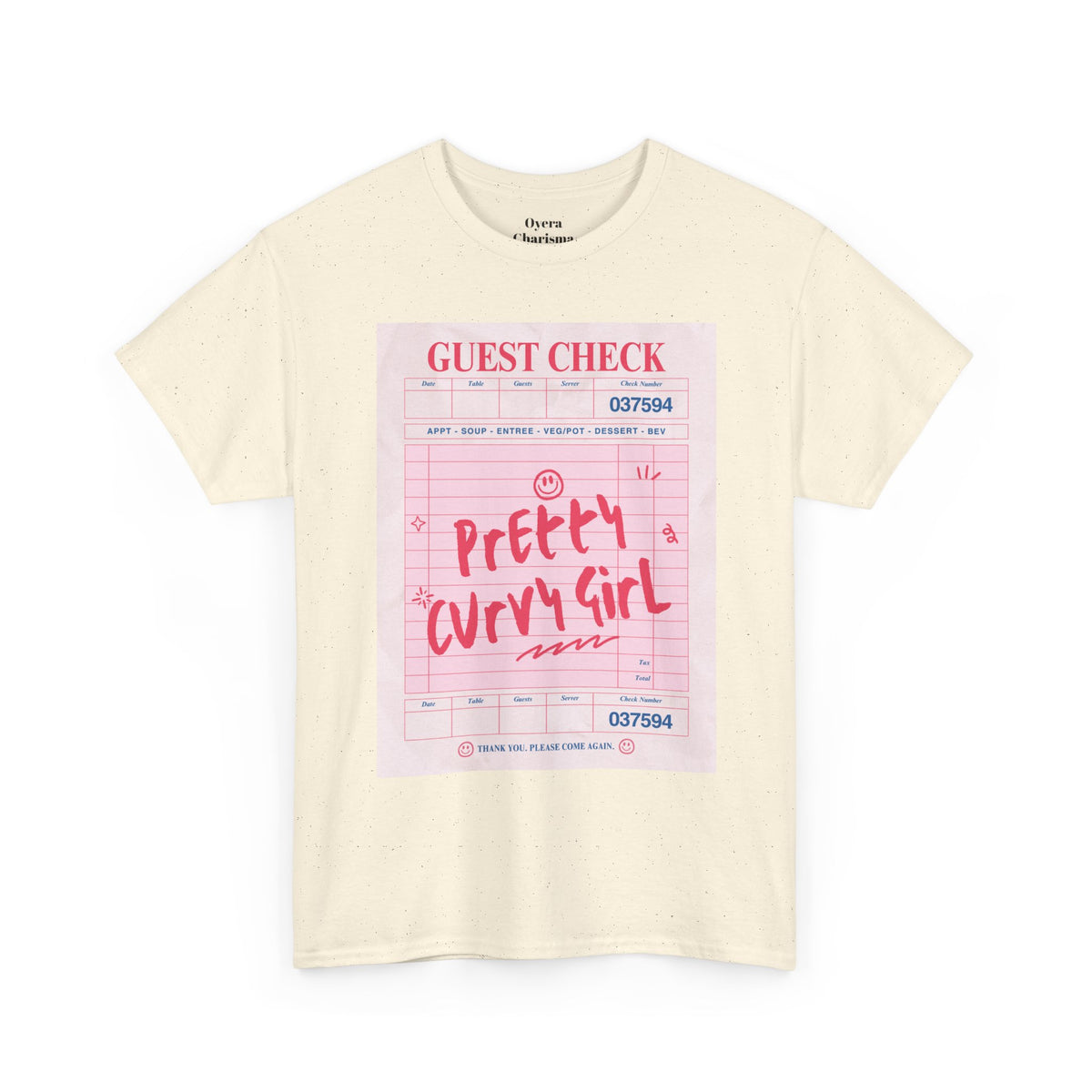 Pretty Curvy Girl Tee — Pink Guest Check Graphic Shirt
