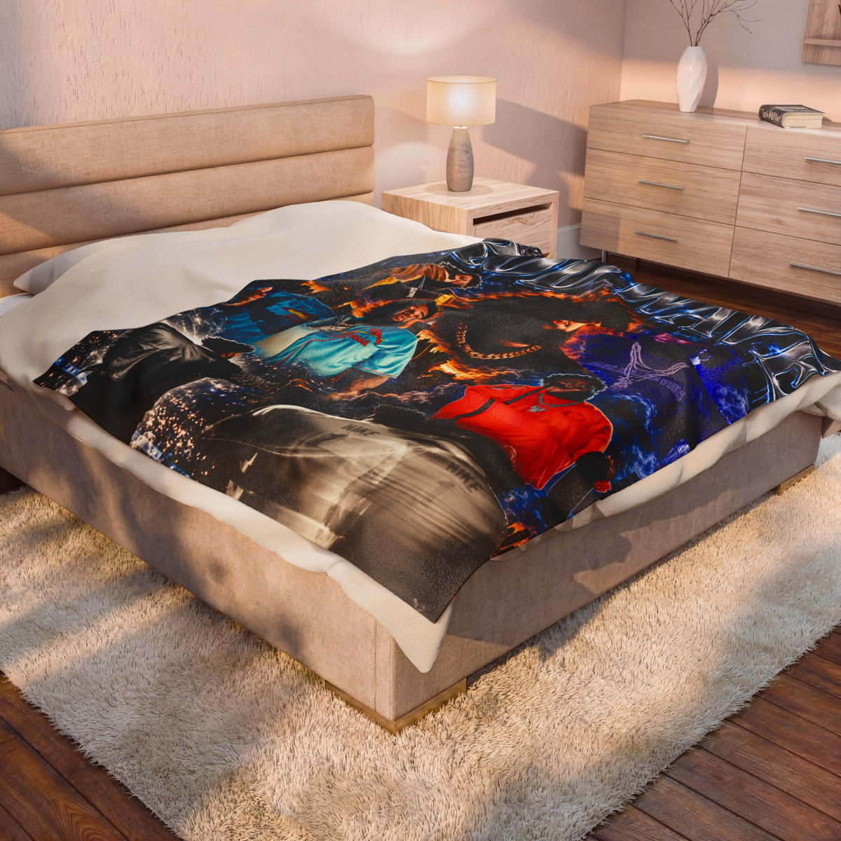 “Rod Wave” Blue Velveteen Plush Blanket
