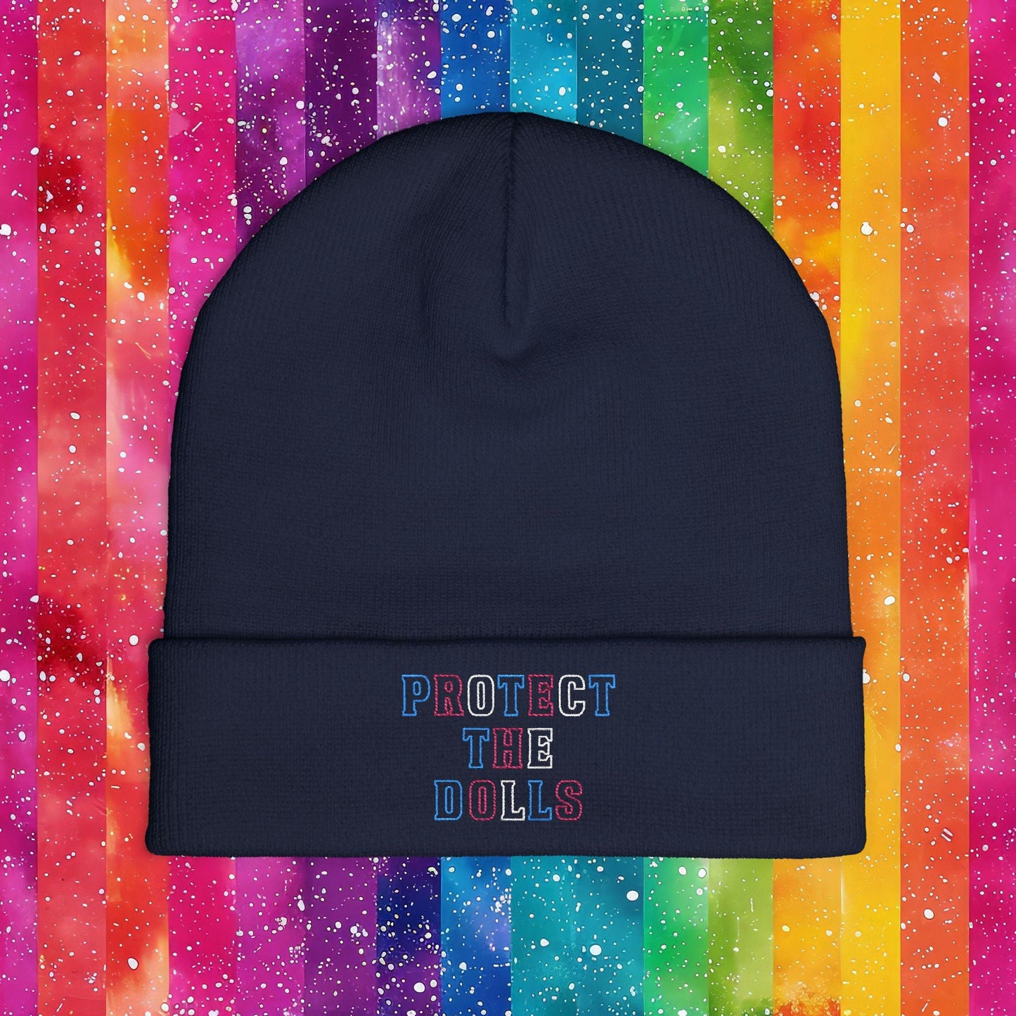 Protect the Dolls LGBTQ+ Pride Trans Support Embroidered Knit Beanie
