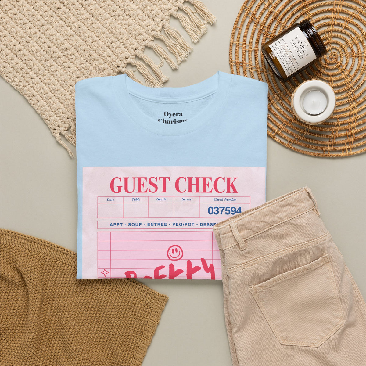Pretty Curvy Girl Tee — Pink Guest Check Graphic Shirt
