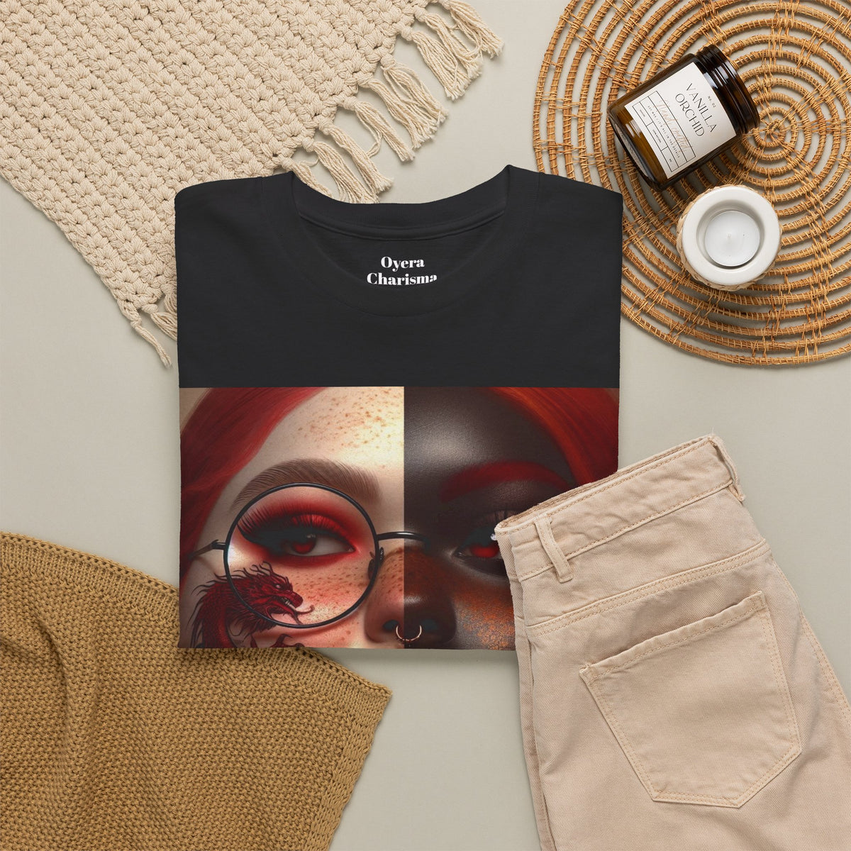 Graphic Tee — Dual-Faced Gothic Rose Portrait