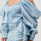 Athina elegant puff shoulder satin mini dress