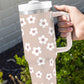 Parchment Floret Print Stainless Tumbler With Lid And Straw 40oz