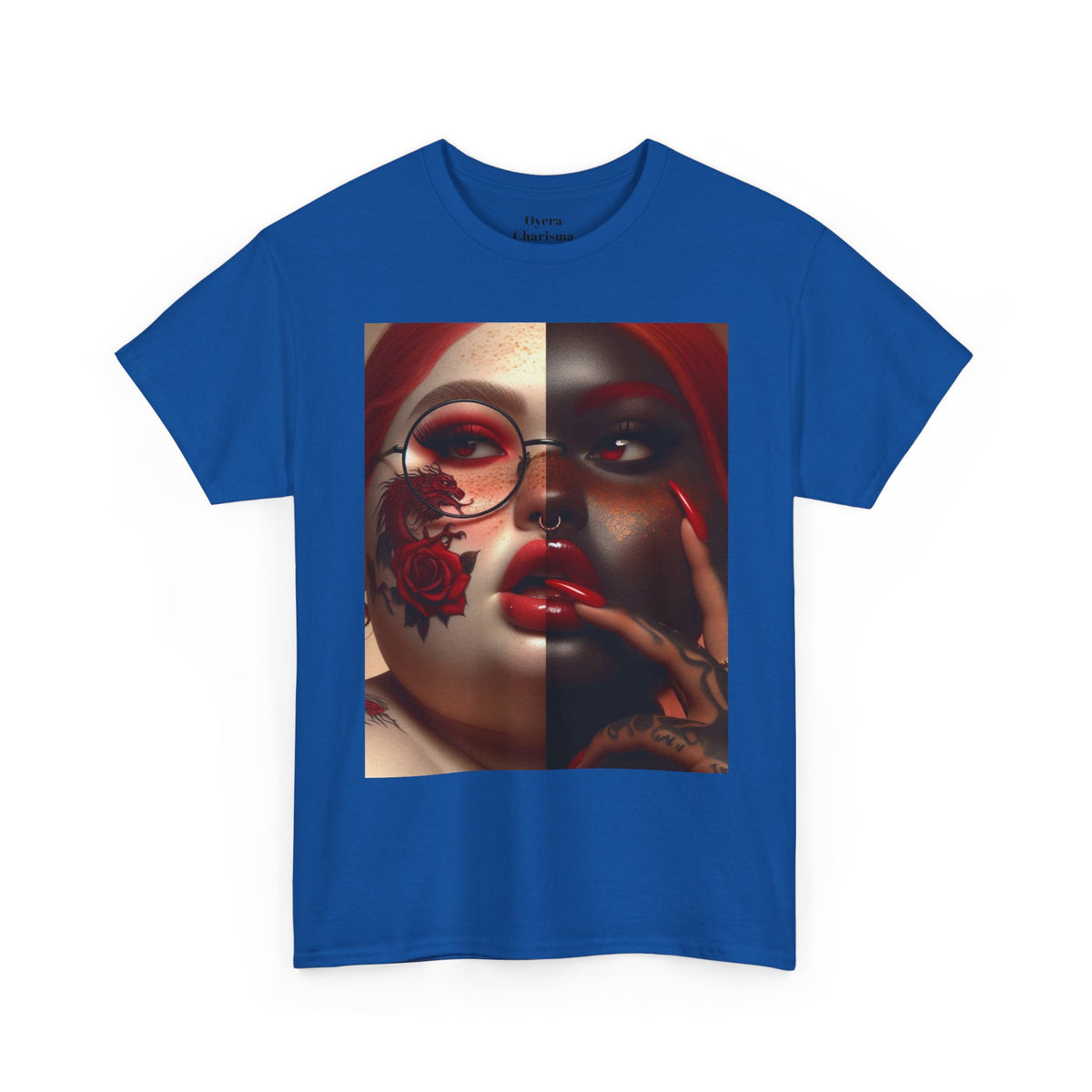 Graphic Tee — Dual-Faced Gothic Rose Portrait