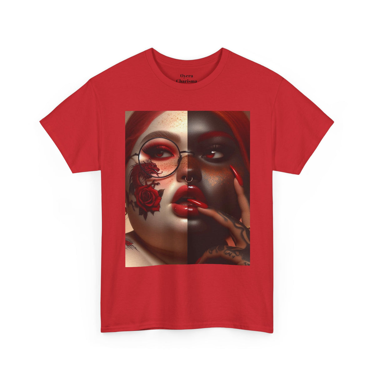 Graphic Tee — Dual-Faced Gothic Rose Portrait