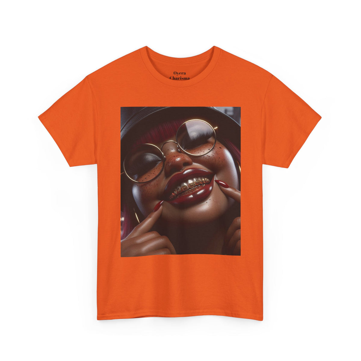 Smiling Afro Woman Graphic Tee — Bold Urban Portrait T-Shirt