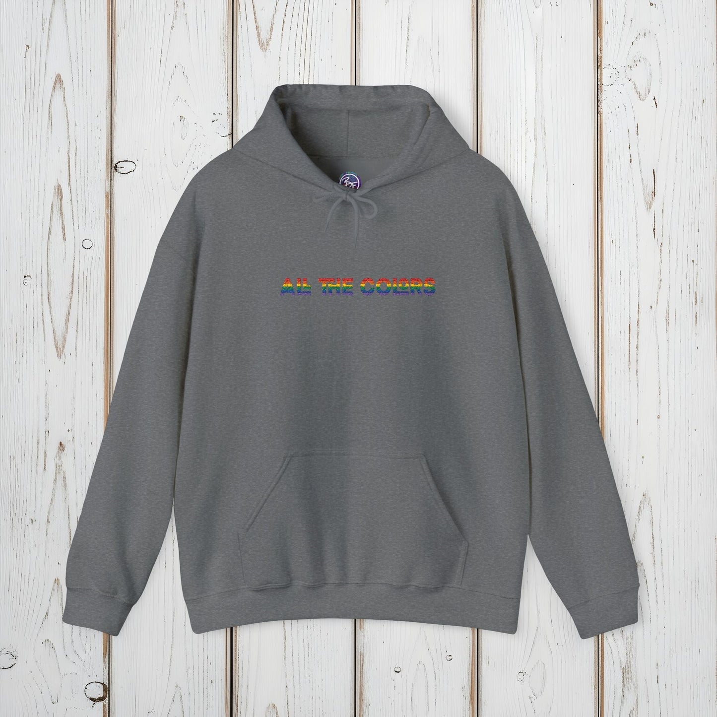 "All the Colors" Rainbow Embroidered Unisex Heavy Blend™ Hooded Sweatshirt