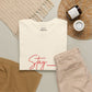 Stay the Topic T-Shirt — Minimalist Script & Bold Text Tee