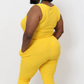 Ribbed Sleeveless Drawstring Waist Jumpsuit