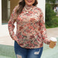 Pink Floral Mock Neck Long Sleeve Slim Top