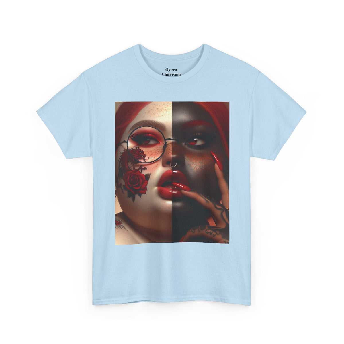 Graphic Tee — Dual-Faced Gothic Rose Portrait
