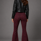 Studded Leopard Print Bell Bottom Pant in Wine