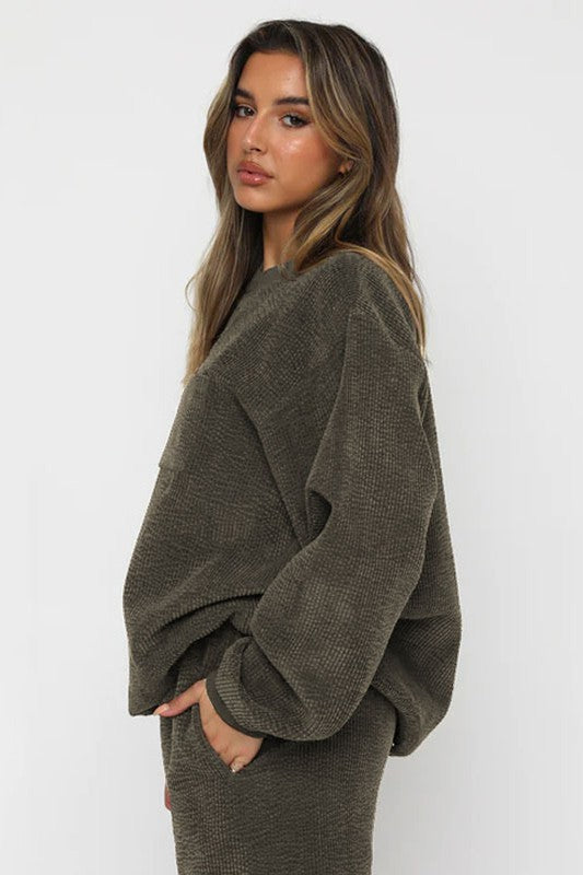 “Home Body” Two Piece Corduroy Western Set