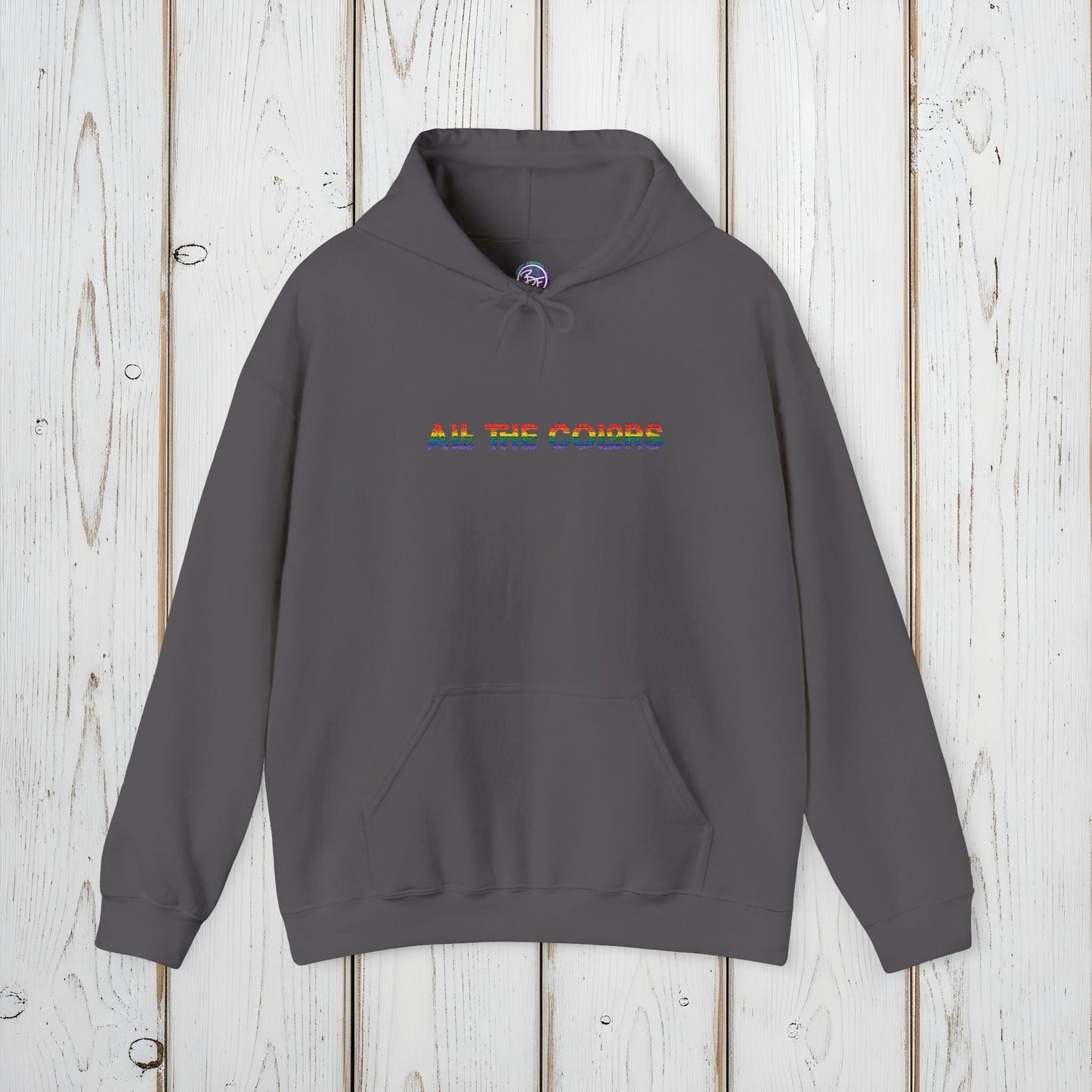"All the Colors" Rainbow Embroidered Unisex Heavy Blend™ Hooded Sweatshirt
