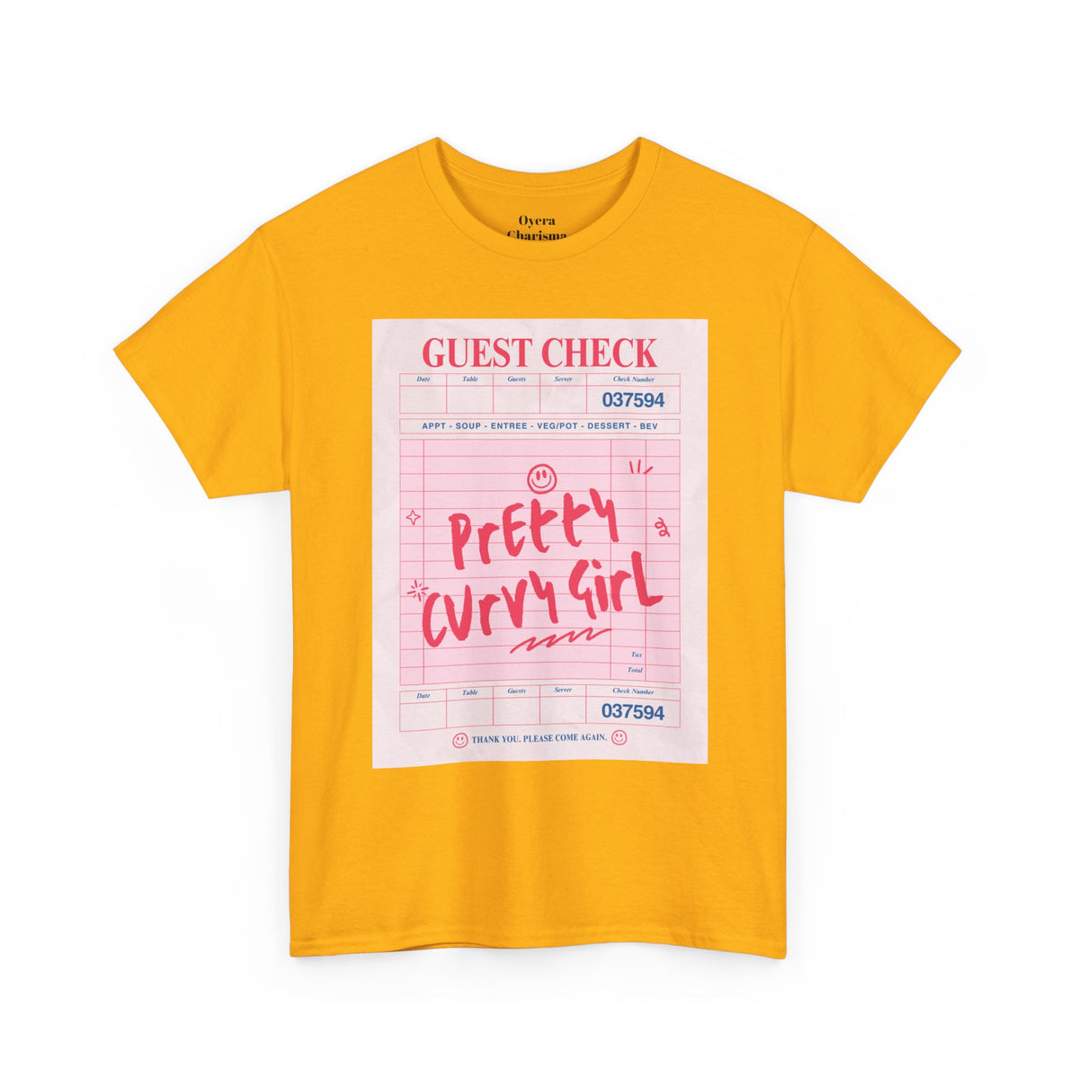 Pretty Curvy Girl Tee — Pink Guest Check Graphic Shirt