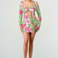 spring floral print cut out mini dress