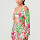 spring floral print cut out mini dress