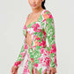 spring floral print cut out mini dress