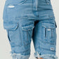 Athina Multi Pocket Denim Cargo Shorts