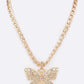Crystal Butterfly Statement Necklace Set