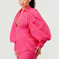 Blush of Elegance: Puff-Sleeve Pink Dress