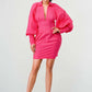 Blush of Elegance: Puff-Sleeve Pink Dress