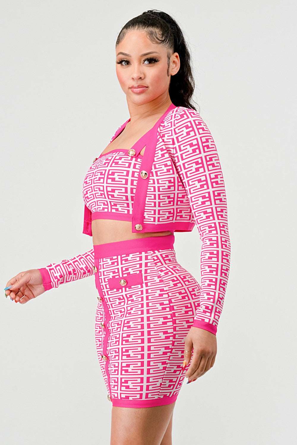 PRINTED BARBIE PINK THREE PIECE