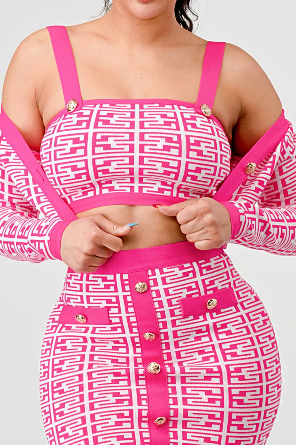 PRINTED BARBIE PINK THREE PIECE